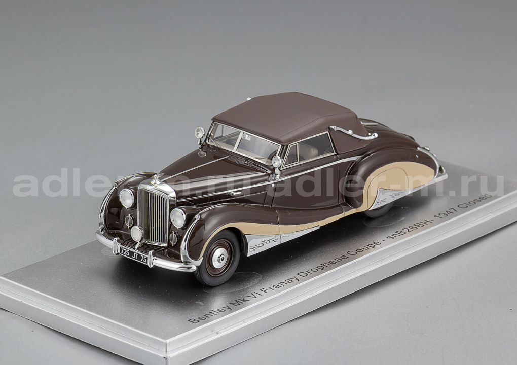 KESS SCALE MODELS 1:43 Bentley Mk VI Franay Snb26bh Drophead Coupe Cabriolet Closed - 1947 (brown cream) KE43043040
