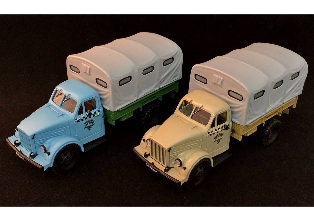 САРЛАБ 1:43 Горьковский автомобиль 51Р, грузо-пассажирское такси с высокими бортами и тентом (песочный) SL-168-2
