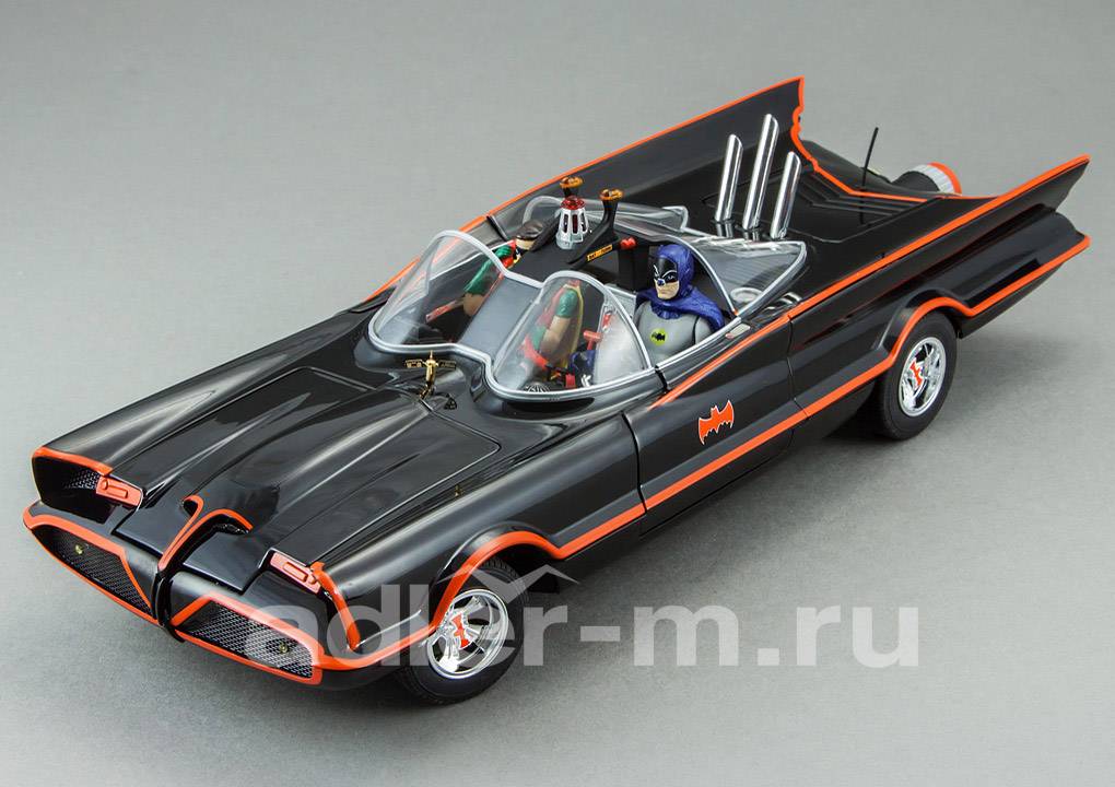 HOT WHEELS ELITE 1:18 Batmobile TV Series 1966, с фигурками (black) BCJ95