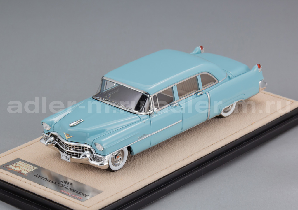 GLM + STAMP MODELS 1:43 Cadillac Fleetwood 75 Limousine 1955 (azure blue) STM55103