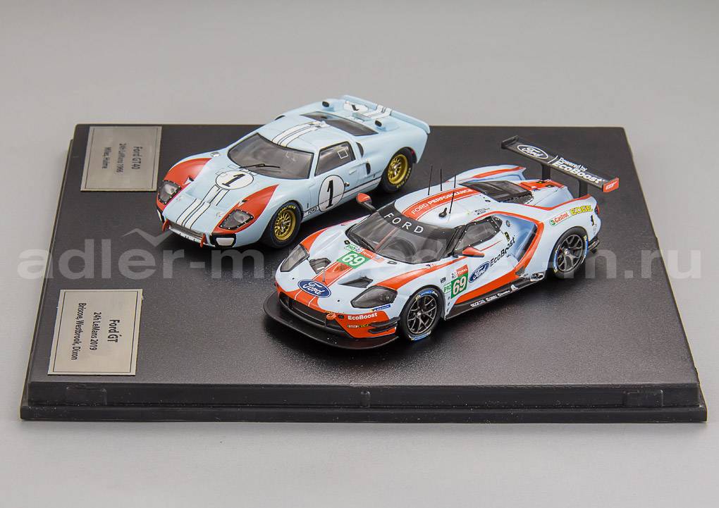IXO 1:43 2-Car Set 24h LeMans: Ford GT40 #1 1966 & Ford GT #69 2019 SP-FGT-43001-SET2