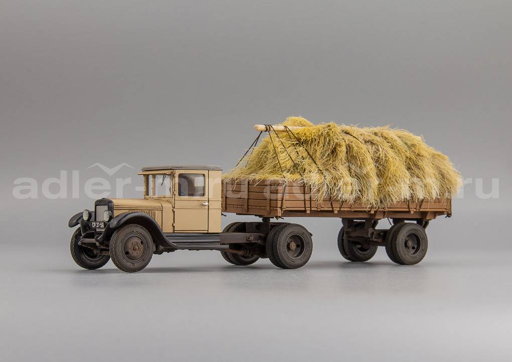 САРЛАБ 1:43 Московский автомобиль 10 с полуприцепом (сено в кузове) (со следами экспл.) SL-195S4