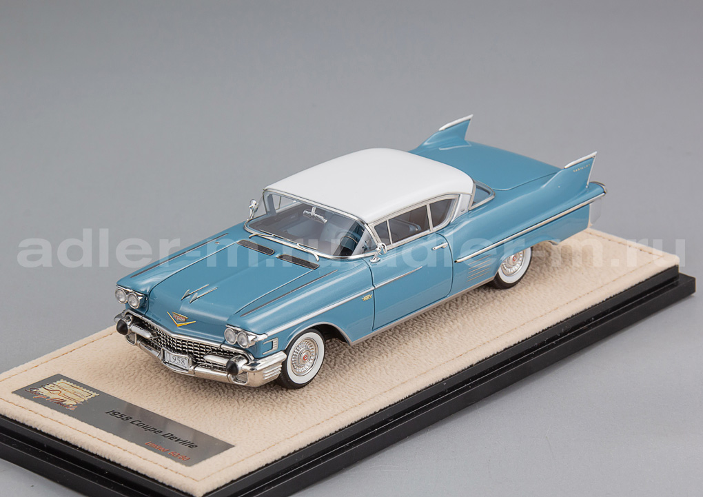 GLM + STAMP MODELS 1:43 Cadillac Coupe Deville - 1958 (Somerset Blue with Alpine White) STM58605