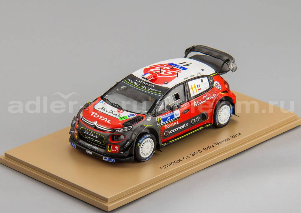SPARK 1:43 Citroen C3 WRC Citroën Total Abu Dhabi WRT #11 Rally Guanajuato Mexico 2018 S. Loeb - D. Elena S5962