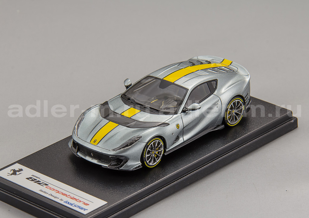 LOOKSMART 1:43 Ferrari 812 Competizione (grigio coburn with yellow livery) LS530A