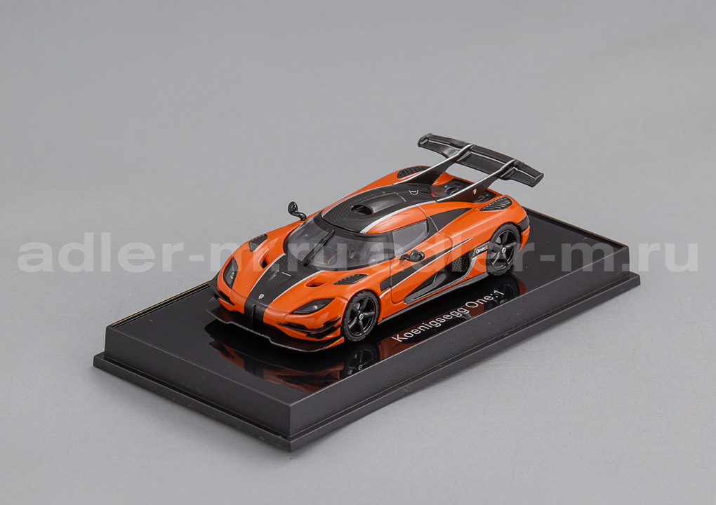 AUTOART 1:64 Koenigsegg One:1 (lava orange/carbon fiber/silver stripes) 20044