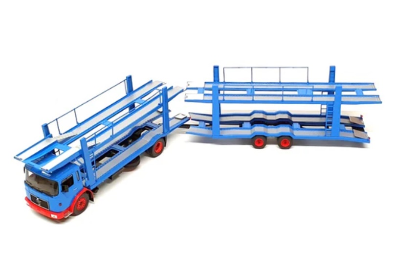 IXO 1:43 MAN F8 Car Trailer - 1970 (blue) TTRX034