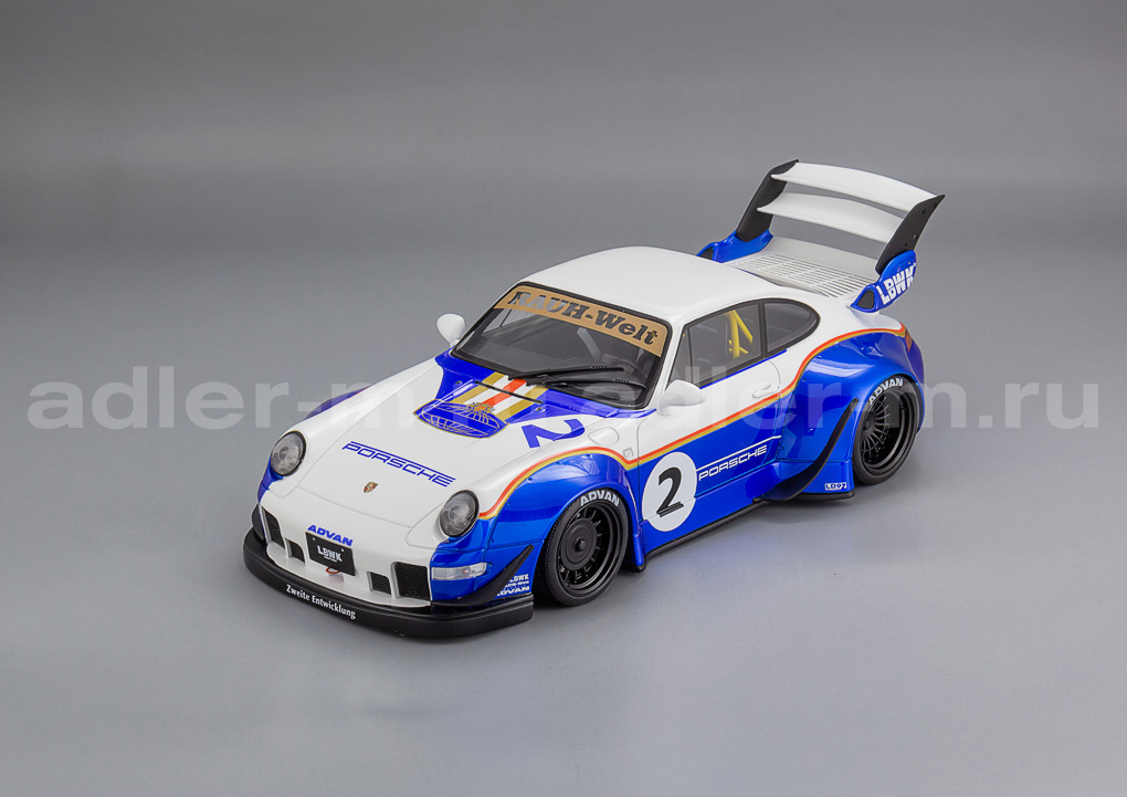 GT SPIRIT 1:18 Porsche 911 (993) RWB x Liberty Walk - 2023 (white / blue) GT530