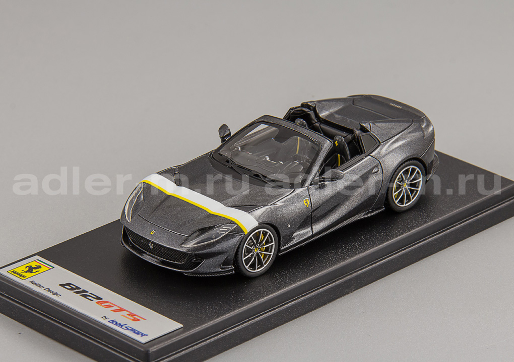 LOOKSMART 1:43 Ferrari 812 GTS (Grigio Silverstone with White/Yellow Livery) LS516I