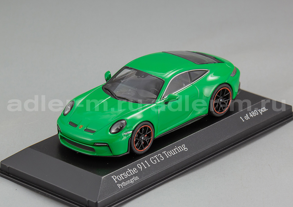 MINICHAMPS 1:43 Porsche 911 (992) GT3 Touring - 2021 (green, black wheels) 410069602