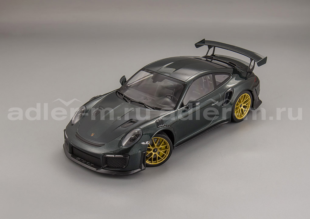 MINICHAMPS 1:18 Porsche 911 (991 II) GT2 RS Weissach Package - 2018 (British racing green / golden rims) 153068320