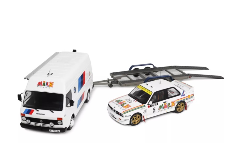 OTTO MOBILE 1:18 BMW M3 Gr.A - Rally 1000 Lakes 1988 - Ari Vatanen c Volkwagen LT и прицепом OT1280