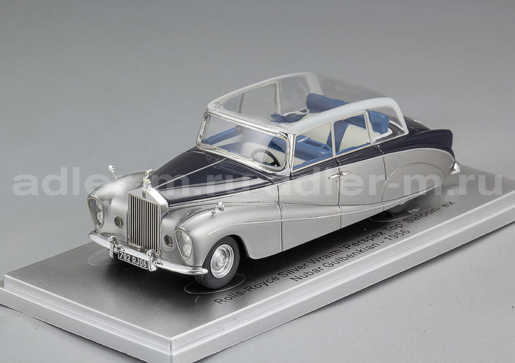KESS SCALE MODELS 1:43 Rolls-Royce Silver Wraith Perspex Top Saloon (1956) Ex Nubar Gulbenkenian (silver / blue) KE43049052