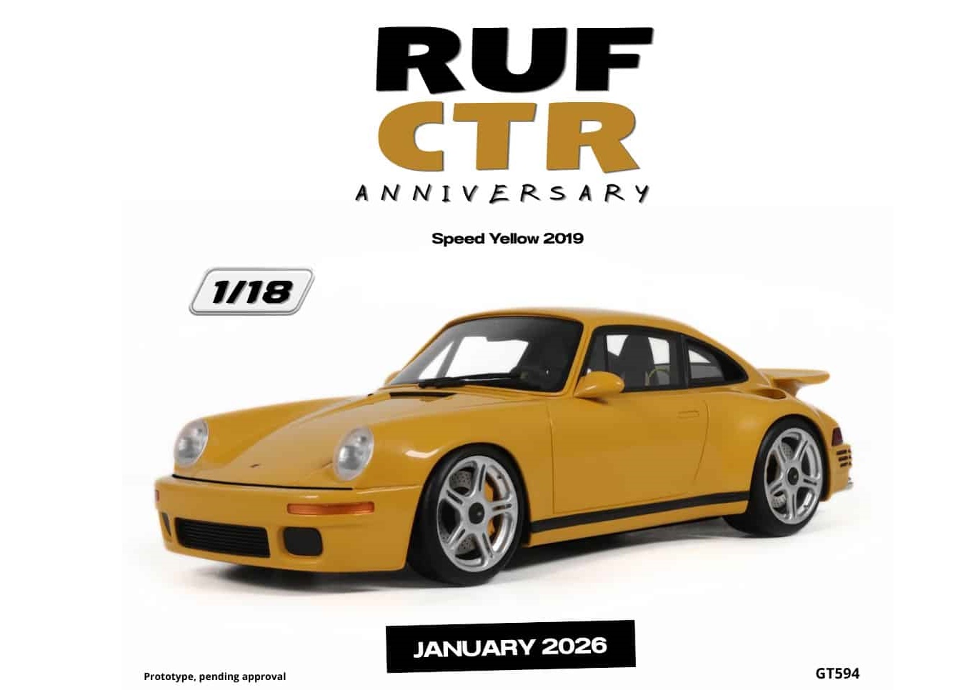 GT SPIRIT 1:18 Porsche RUF CTR Anniversary - 2019 (speed yellow) GT594