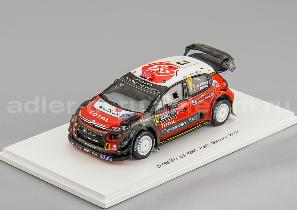 SPARK 1:43 Citroen C3 WRC Citroën Total Abu Dhabi WRT #12 Rally Sweden 2018 M. Ostberg - T. Eriksen S5965