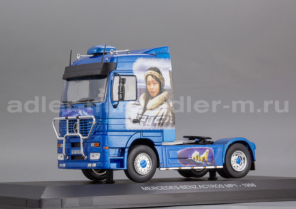 HACHETTE 1:43 Mercedes-Benz Actros MP1 (1998) (blue with Eskimo Artic Airbrush) G1470010