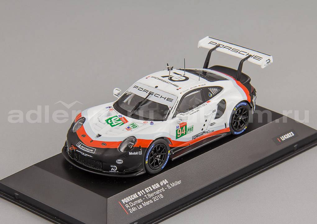 IXO 1:43 Porsche 911 (991) RSR GTE #94 24h LeMans 2018 Dumas, Bernhard, Müller LE43023