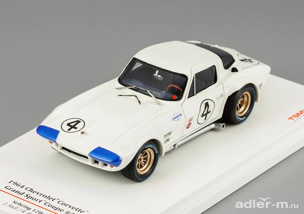 TRUESCALE MINIATURES 1:43 Chevrolet Grand Sport Coupe #4 Sebring 12Hr J. Hall 1964 TSM124321