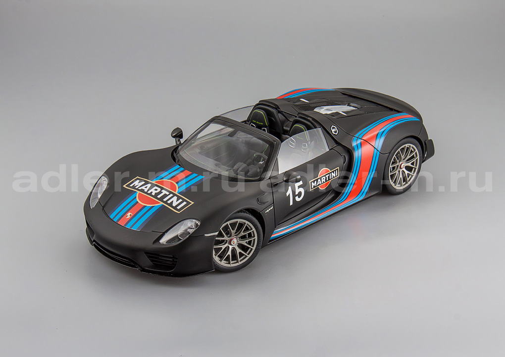 AUTOART 1:18 Porsche 918 Spyder Weissach Package 2013 (matt black, martini livery) 77929