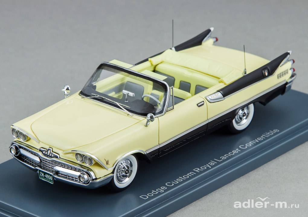 NEO 1:43 Dodge Custom Royal Lancer Convertible (light yellow / black) NEO49502