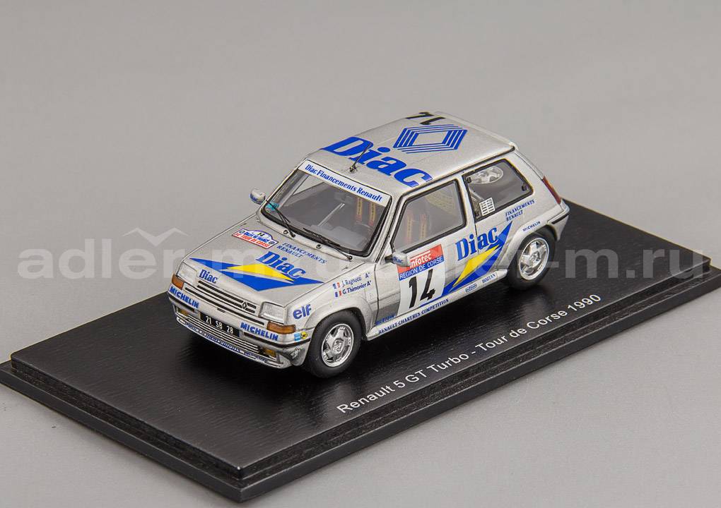 SPARK 1:43 Renault 5 GT Turbo #14 Tour de Corse Rally de France 1990 J. Ragnotti - G. Thimonier S5556