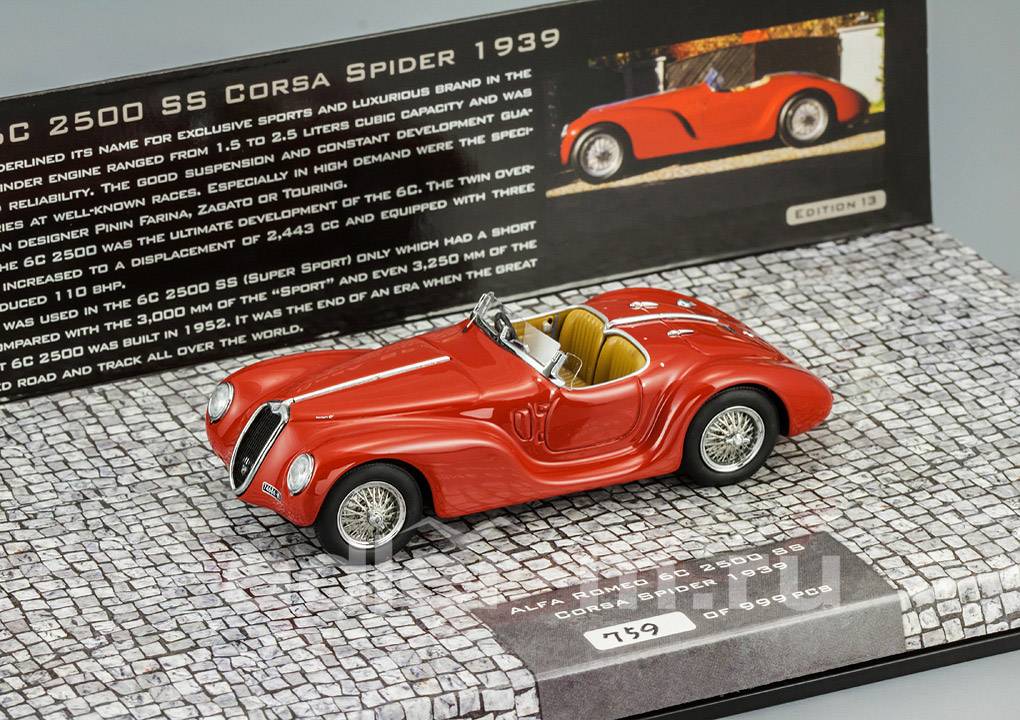 MINICHAMPS 1:43 Alfa Romeo 6C Corsa Spider 1939, 999 pcs. (red) 437120230