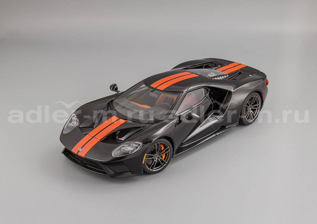 AUTOART 1:18 Ford GT - 2017 (shadow black/orange stripes) 72945