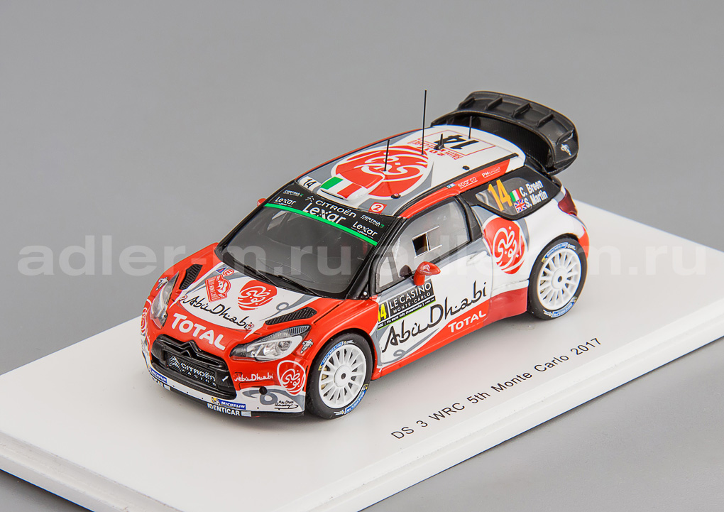 SPARK 1:43 Citroen DS3 WRC #14 5th Monte Carlo 2017 Citroen Total Abu Dhabi WRT C. Breen - S. Martin S5156