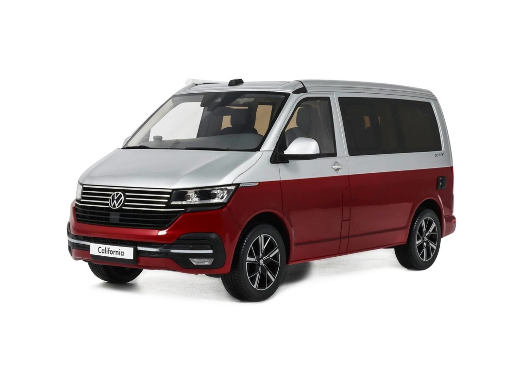 OTTO MOBILE 1:18 Volkswagen T6.1 California Ocean - 2021 (Fortuna red/Reflex silver) OT1342