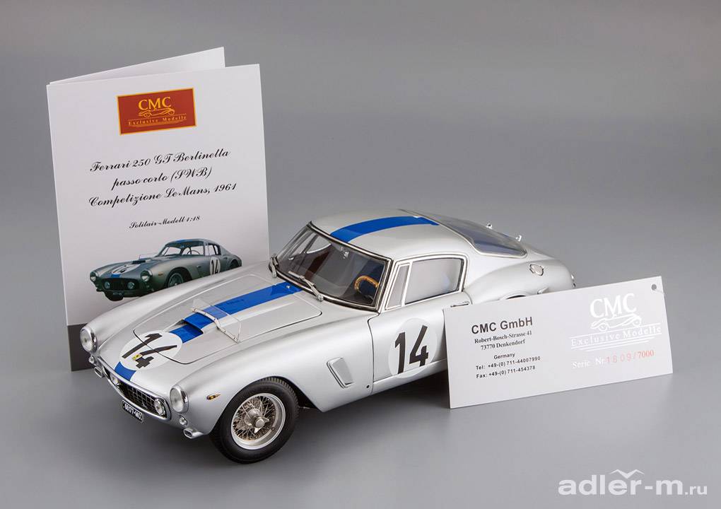 CMC 1:18 Ferrari 250 GT SWB Competizione 1961 LM #14 (silver) M-079