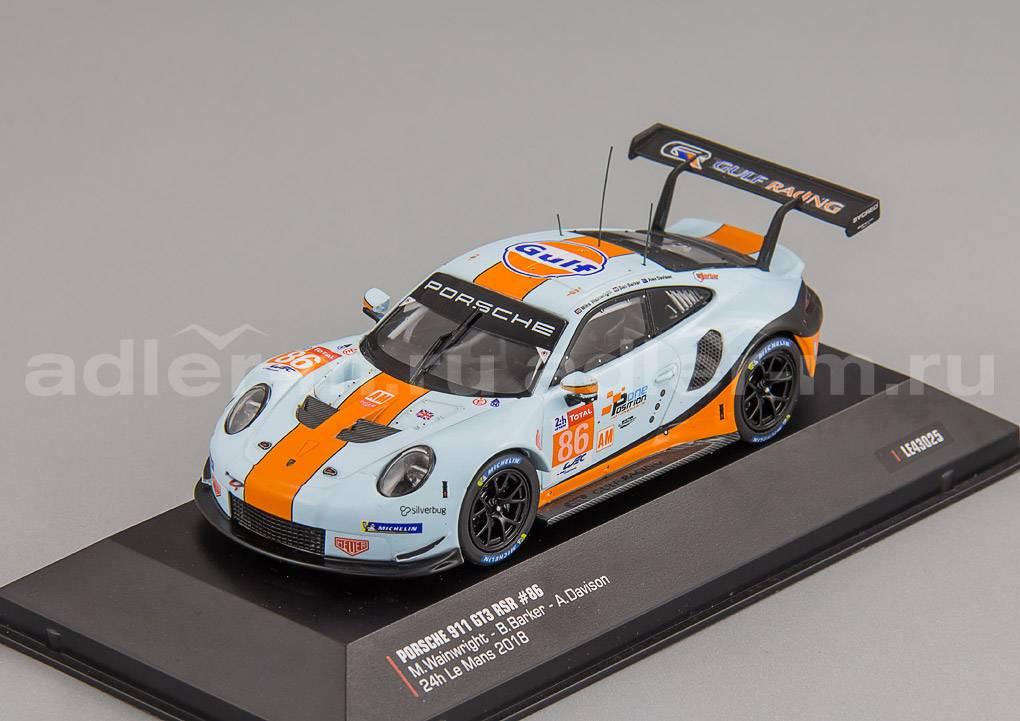 IXO 1:43 Porsche 911 (991) RSR Gulf #86 24h LeMans 2018 LE43025