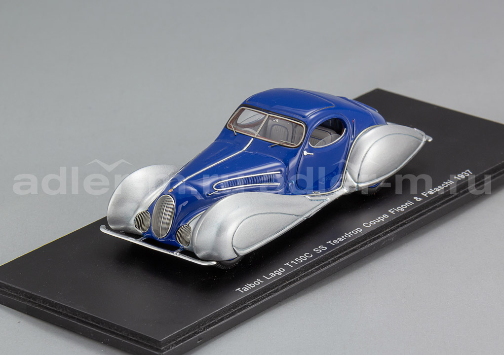 SPARK 1:43 Talbot Lago T150C SS Teardrop Coupe Figoni & Falaschi 1937 (blue / silver) S2705