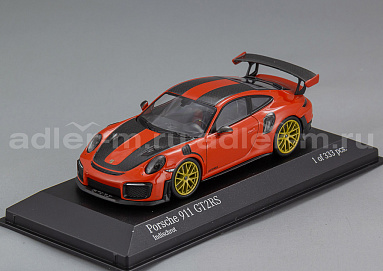 Porsche 1:43 Porsche 911 (991 II) GT2 RS Weissach-Paket - 2018 (indian red / golden rims) 413067291